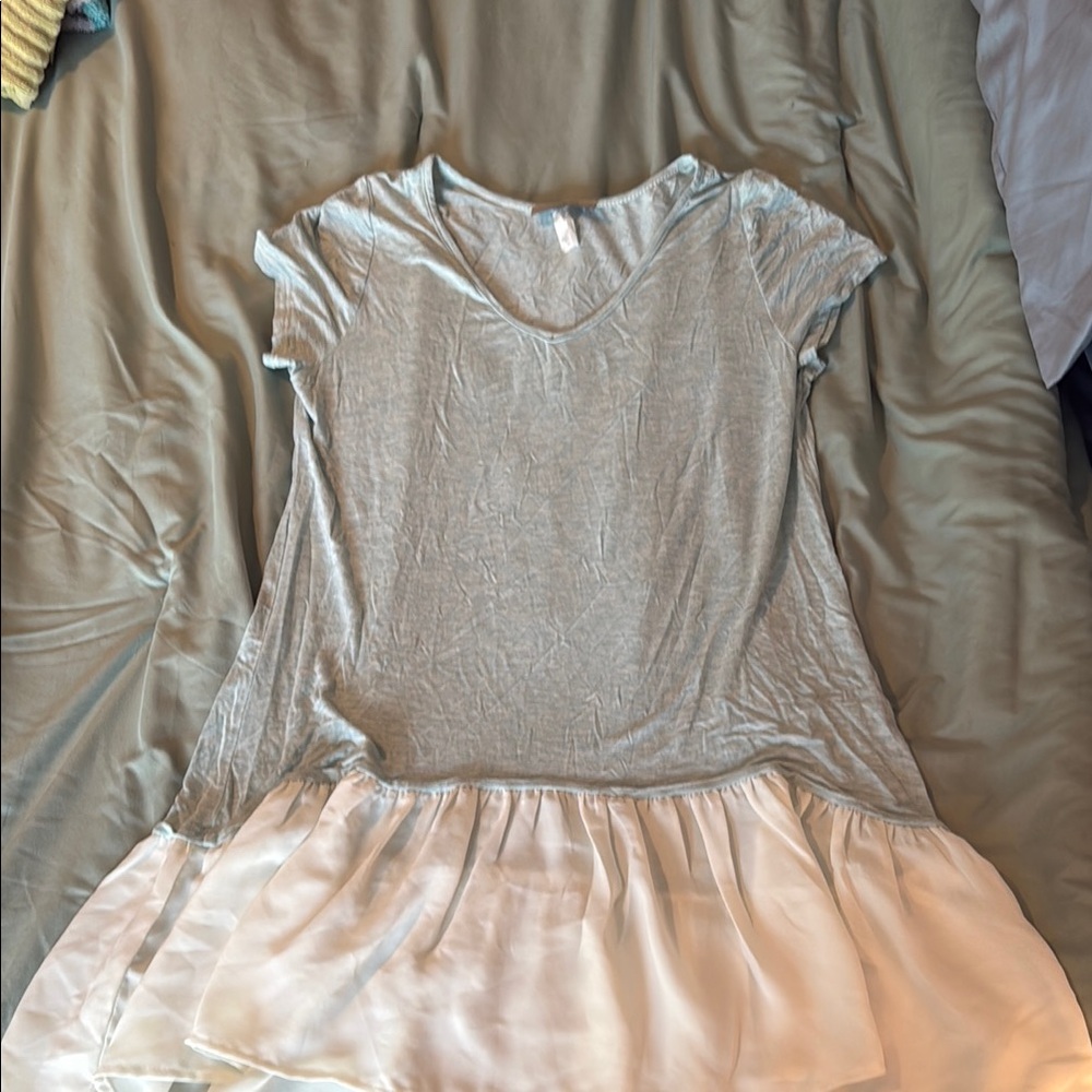 Gray and Cream Women's Top